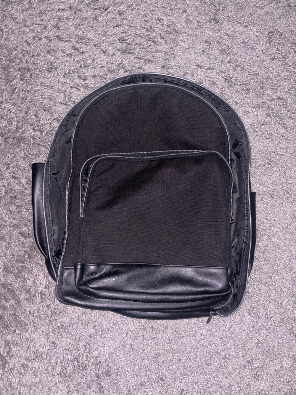 BEIS Black Men's Backpack with Faux Leather Trim